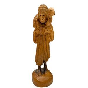 Hand Carved Wooden Shepherd 6.5” Nativity Figure Rustic Replacement Vintage